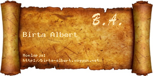 Birta Albert névjegykártya